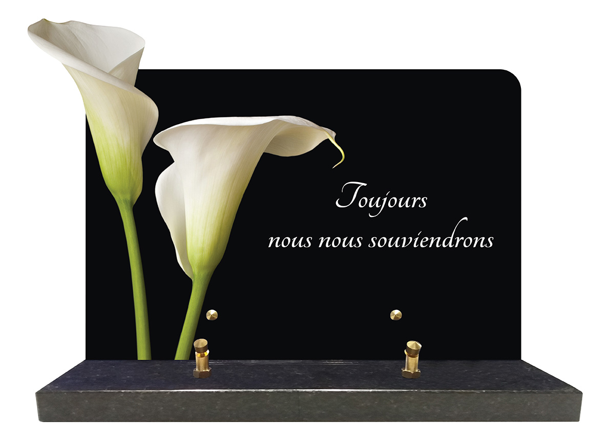 Plaque funéraire en verre avec fleur orchidée rose personnalisée