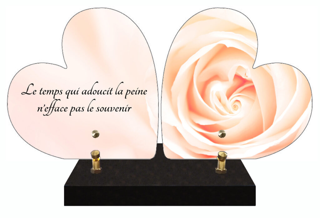 double cœur texte et rose