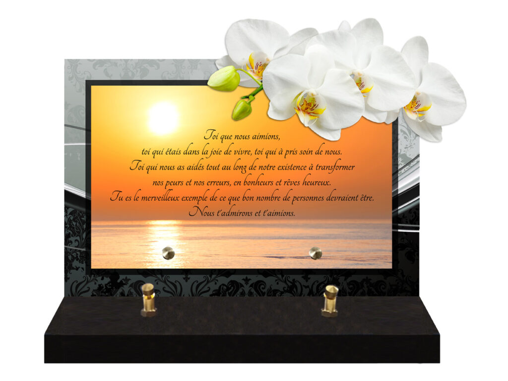 plaque rectangle phrase fleurs blanche