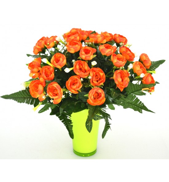 vase vert et fleurs orange