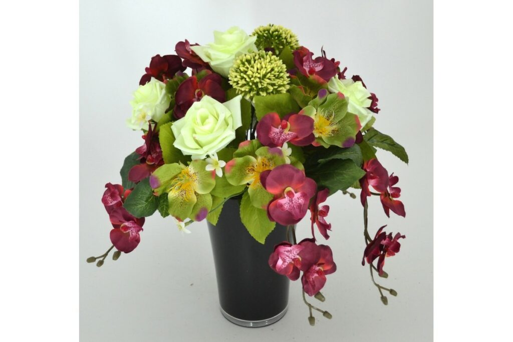 vase noir compositions fleurs