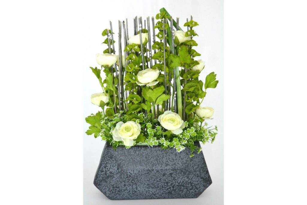 vase fleurs vert et blanche